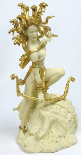 MEDUSA W SNAKE HAIRS-GREEK FIGURINE-STATUE (6707)