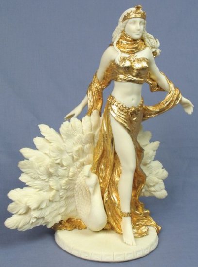 HERA W PEACOCK-GREEK FIGURINE-STATUE (6708)