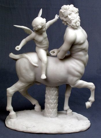 CUPID PLAYING WITH CENTAUR-GREEK FIGURINE-STATUE (6823)