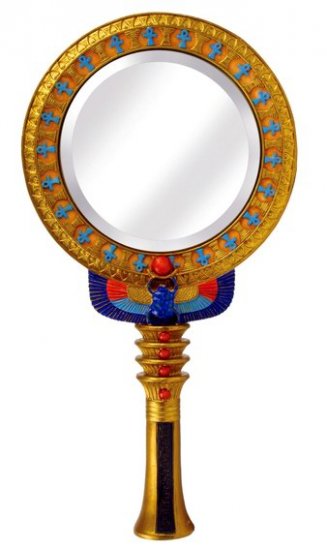 EGYPTIAN HAND MIRROR-VERY DETAILED-FIGURINE-STATUE (6766)