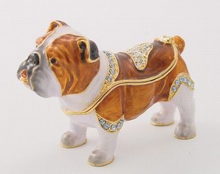 BULLDOG JEWELRY BOX-FIGURINE-STATUE (3331)