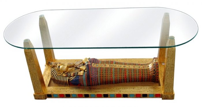 EGYPTIAN SARCOPHAGUS GLASS TABLE-EGYPT FURNITURE-NEW (6955)