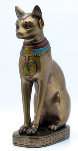 BASTET W COLOR JEWELRY-EGYPTIAN FIGURINE (6956)