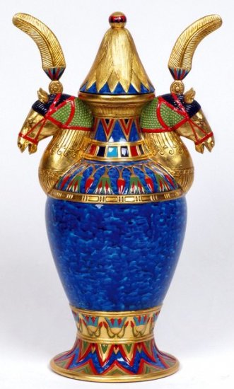 EGYPTIAN VASE W HORSES (6945)