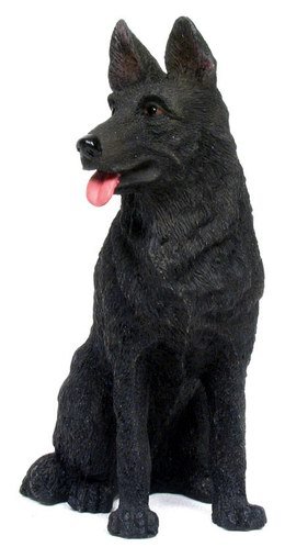 BLACK GERMAN SHEPHERD DOG STATUE-FIGURINE (6828)