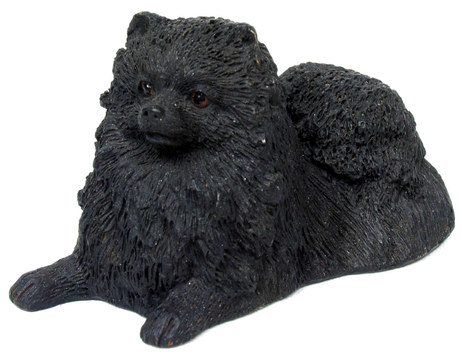 BLACK POMERANIAN DOG STATUE-FIGURINE (6835)