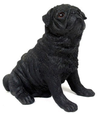 BLACK PUG DOG STATUE-FIGURINE (6836)