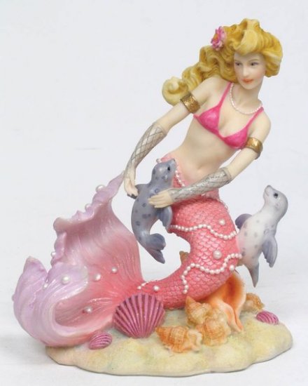 SEA MERMAID W SEA SEALS STATUE-FIGURINE (7015)