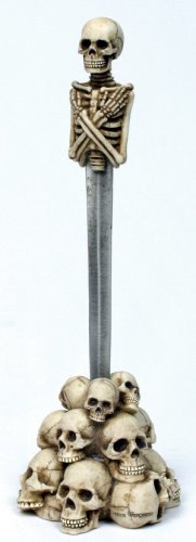 SKULL LETTER OPENER W SKULL HILL BASE STATUE-FIGURINE (6897)