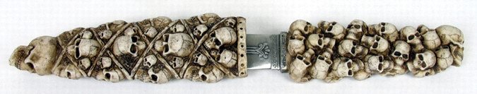 SKULL LETTER OPENER W SHEATH STATUE-FIGURINE (6898)