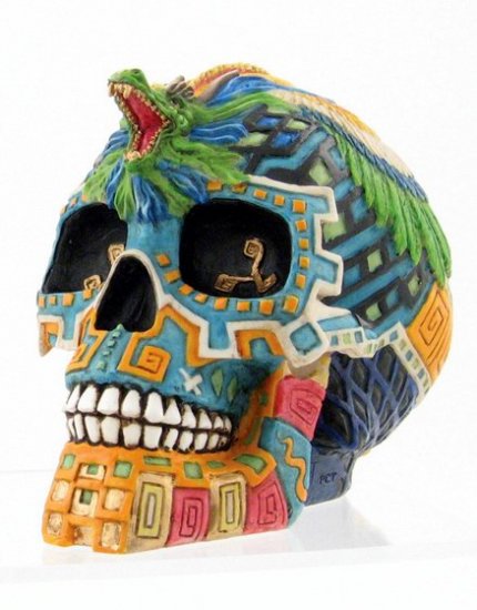 MAYAN SERPENT SKULL STATUE-FIGURINE (6891)