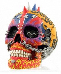 PUNK HEAD SKULL STATUE-FIGURINE (6892)