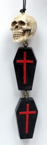 SKULL W COFFIN PHONE STRAP STATUE-FIGURINE (6881)