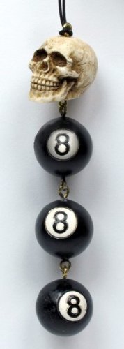SKULL W NUMBER EIGHT BALL PHONE STRAP STATUE-FIGURINE (6882)