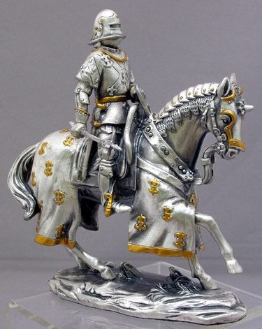 MEDIEVAL KNIGHT ON HORSE-FIGURINE-STATUE PEWTER (6753s)