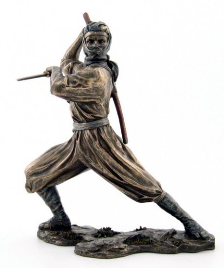 JAPANESE NINJA WARRIOR BRONZE LIKE STATUE-FIGURINE (6879)