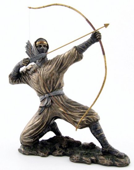 JAPANESE NINJA WARRIOR BRONZE LIKE STATUE-FIGURINE (6874)