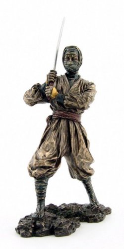 JAPANESE NINJA WARRIOR BRONZE LIKE STATUE-FIGURINE (6878)