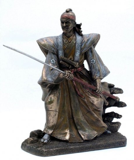 JAPANESE SAMURAI WARRIOR BRONZE LIKE STATUE-FIGURINE (6866)