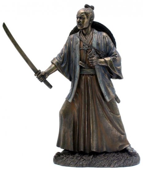 JAPANESE SAMURAI WARRIOR BRONZE LIKE STATUE-FIGURINE (6861)