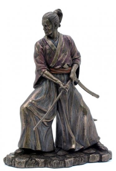 JAPANESE SAMURAI WARRIOR BRONZE LIKE STATUE-FIGURINE (6862)