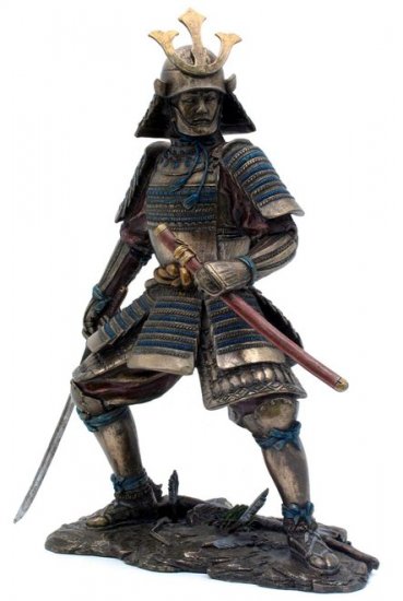 JAPANESE SAMURAI WARRIOR BRONZE LIKE STATUE-FIGURINE (6868)