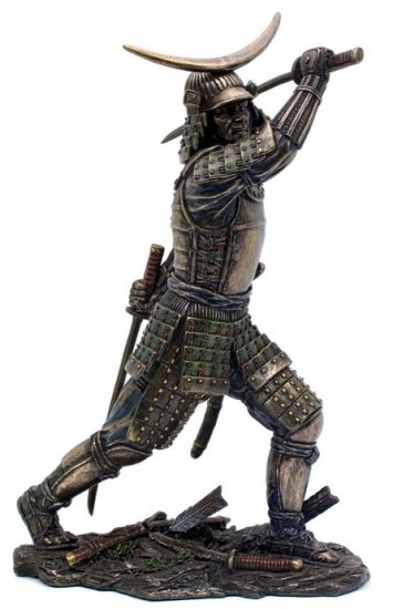 JAPANESE SAMURAI WARRIOR BRONZE LIKE STATUE-FIGURINE (6869)