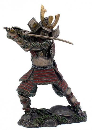 JAPANESE SAMURAI WARRIOR BRONZE LIKE STATUE-FIGURINE (6870)