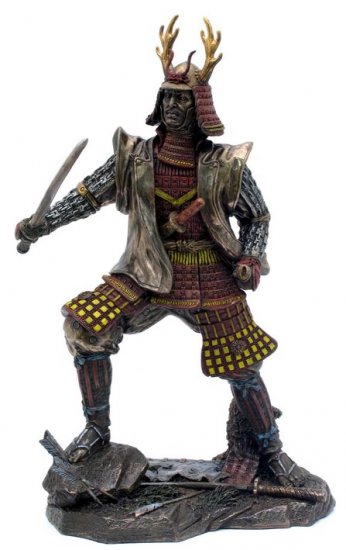 JAPANESE SAMURAI WARRIOR BRONZE LIKE STATUE-FIGURINE (6865)