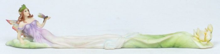 BUTTERFLY FAIRY W DRAGONFLY INCENSE BURNER-FIGURINE-STATUE- by Jody Bergsma (6997)