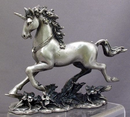 UNICORN-HORSE-FIGURINE-STATUE PEWTER (6574s)