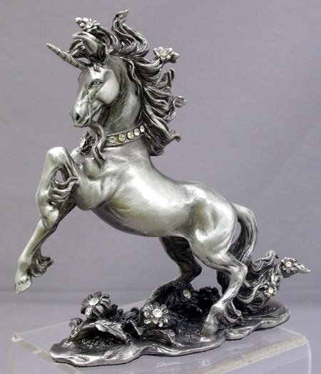 UNICORN-HORSE-FIGURINE-STATUE PEWTER (6928)