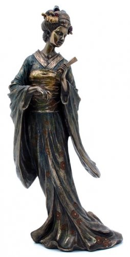JAPANESE GEISHA MASAMI BRONZE LIKE STATUE-FIGURINE (6960)