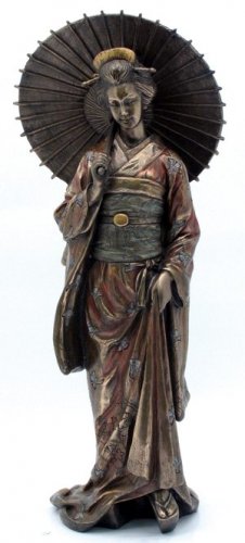 JAPANESE GEISHA MANEHIDE BRONZE LIKE STATUE-FIGURINE (6961)