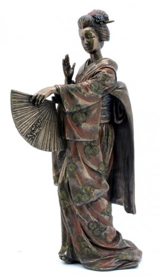 JAPANESE GEISHA SADAYAKKO BRONZE LIKE STATUE-FIGURINE (6957)