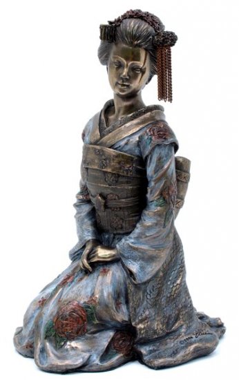 JAPANESE GEISHA KIKUYA BRONZE LIKE STATUE-FIGURINE (6959)