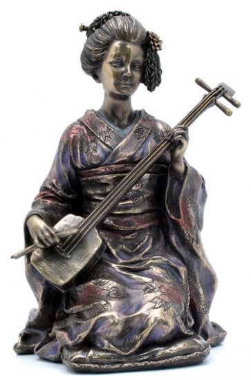 JAPANESE GEISHA UMERYU BRONZE LIKE STATUE-FIGURINE (6962)