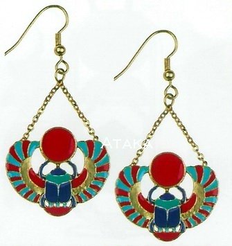 ANCIETN EGYPTIAN-WINGED SCARAB EARRING (2441S)