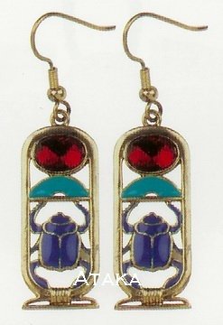 ANCIENT EGYPTIAN SCARAB CARTOUCHE EARRING (2453S)