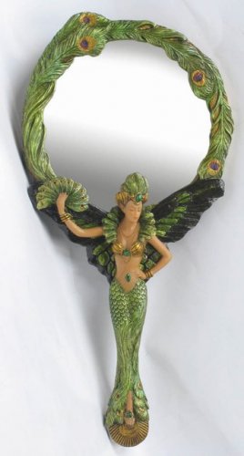 PEACOCK FAIRY HAND MIRROR-FIGURINE-STATUE BY DEBBY KASPARI (6982)