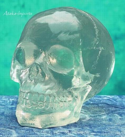 TRANSLUCENT-CLEAR HUMAN SKULL STATUE-SKELETONS-SMALL (5451s)