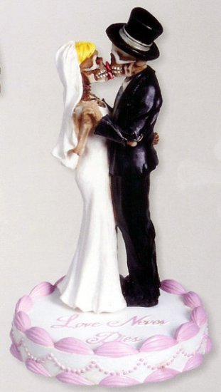 SKULL COUPLE FIGURINE/STATUE CAKE TOPPER (7380S)