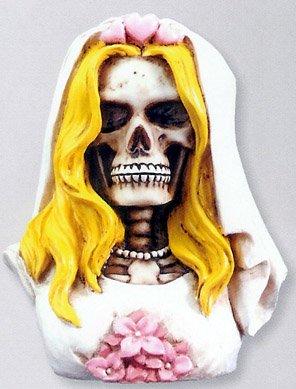 BRIDE SKULL FIGURINE BUST CAKE TOPPER (7238S)