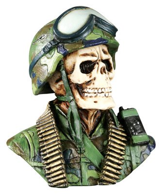MARINE-ARMY-SOLDIER SKULL-SKELETONS FIGURINE-STATUE-HALLOWEEN (6391)