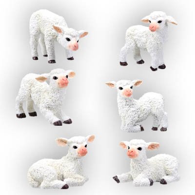 SET OF 6-SHEEPS-FIGURINES-DISPLAY-FUN s(5561)