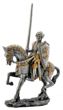 MEDIEVAL KNIGHT ON HORSE-FIGURINE-STATUE PEWTER (6175S)
