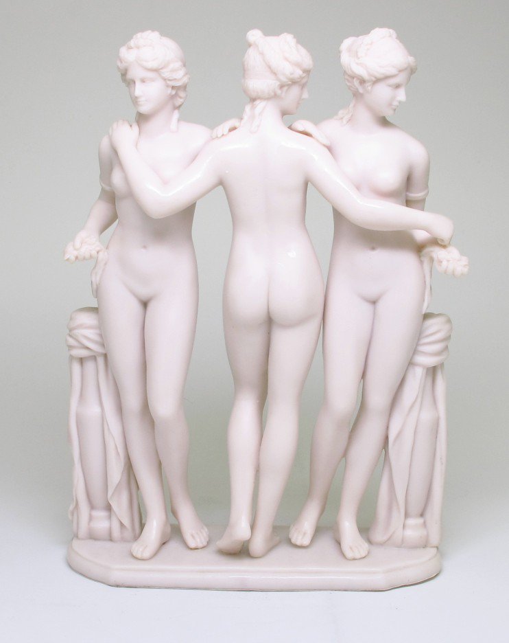 THREE GRACES-NUDE MAIDES-GREEK FIGURINE-STATUE (6750)