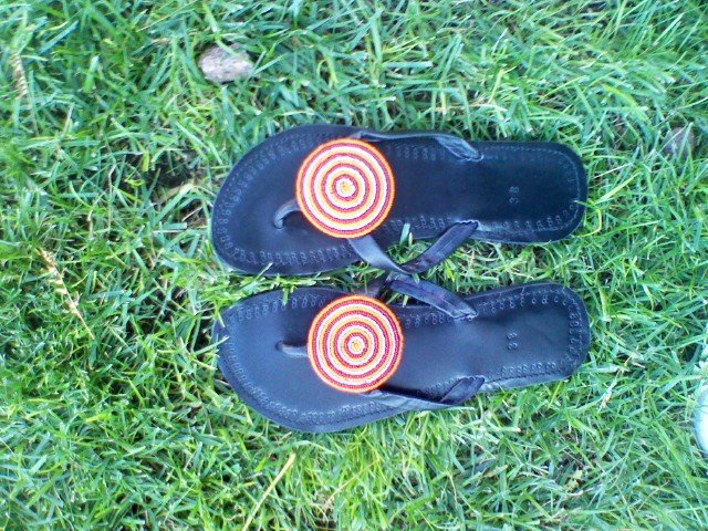 Black and red Beautiful African sandals size 6