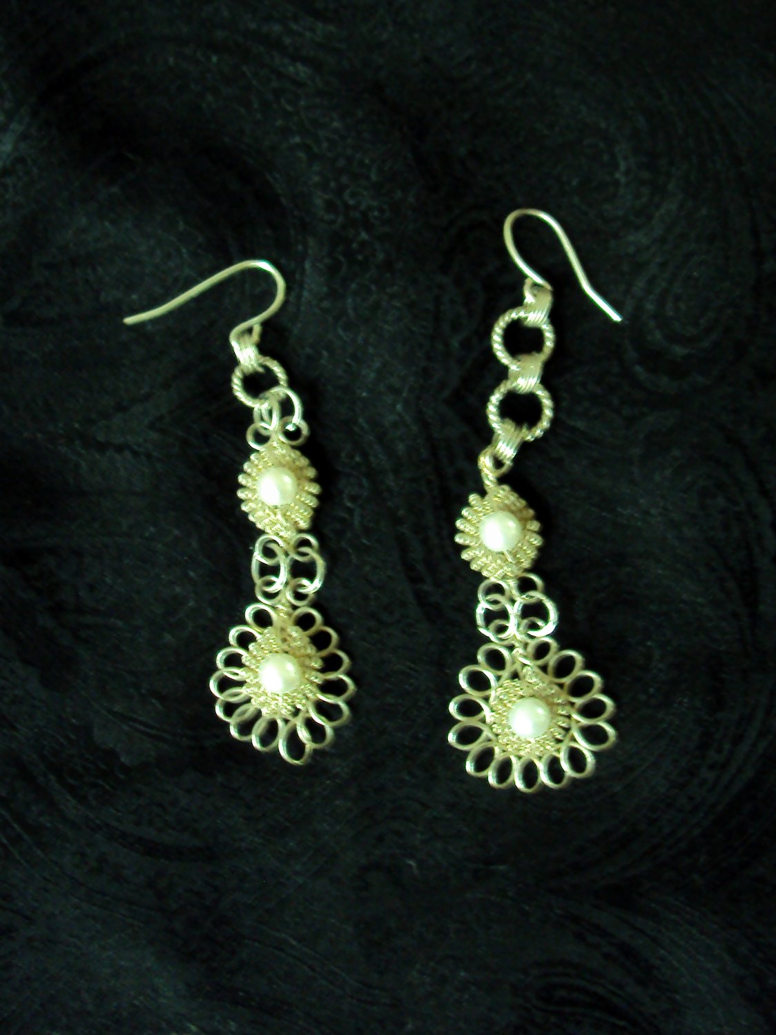 Silver and pearl earrings