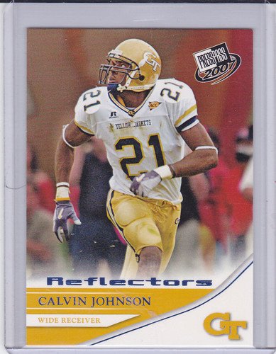 CALVIN JOHNSON ROOKIE 2007 PRESS PASS BLUE REFLECTOR #18